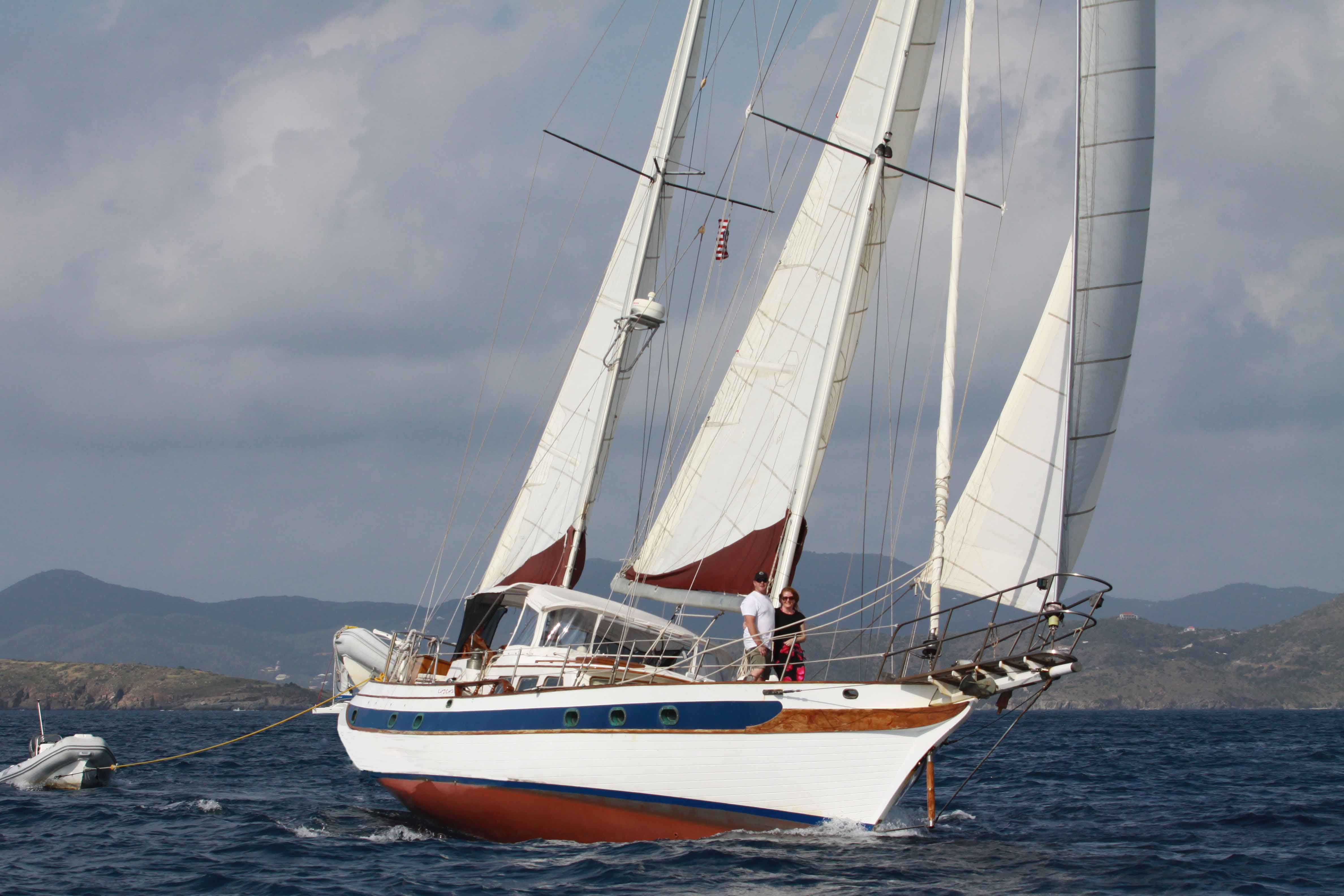 BVI crewed chater sailboat, Ragamuffin sailing